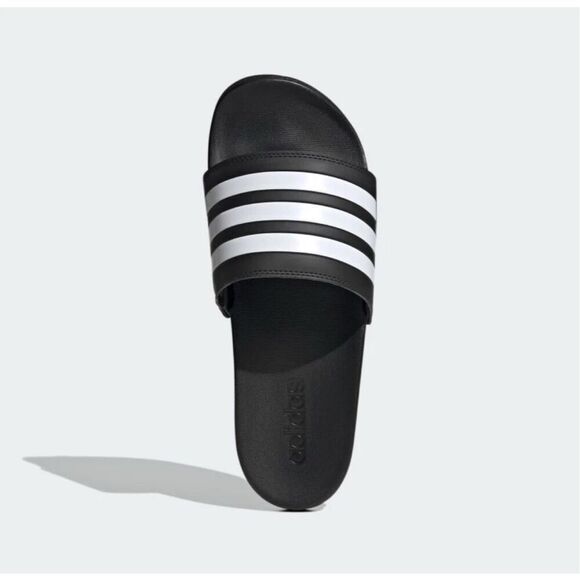 NWT ADIDAS Slides Adilette Comfort Black White Stripes Unisex Men’s 5 Women’s 6 - Picture 2 of 9